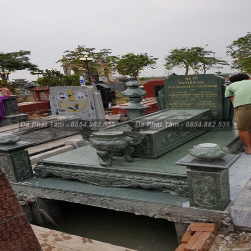 Mộ hậu bành đá xanh rêu hoa văn nổi  – Chuẩn Phong Thuỷ – PT315
