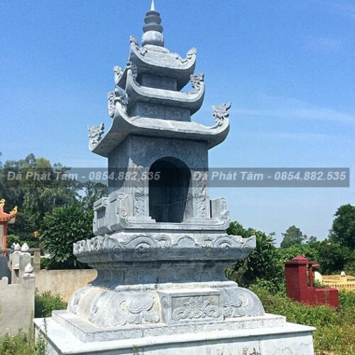 Mộ tháp ba mái đao đá xanh tự nhiên bền bỉ nhất – Chuẩn Phong Thuỷ – PT313