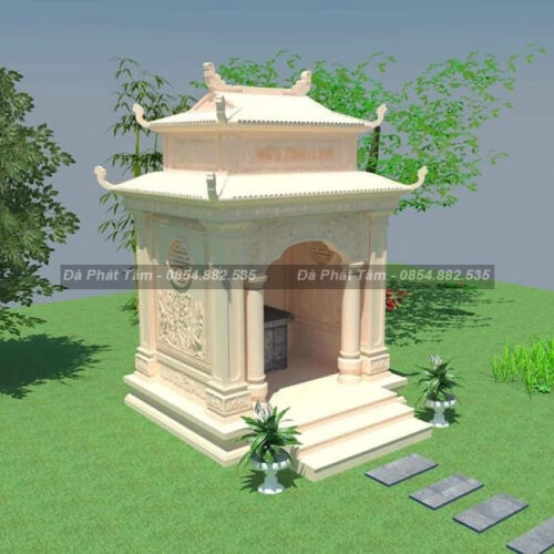 Long đình đơn bằng đá vàng kích thước lớn  – Chuẩn Phong Thuỷ – PT408