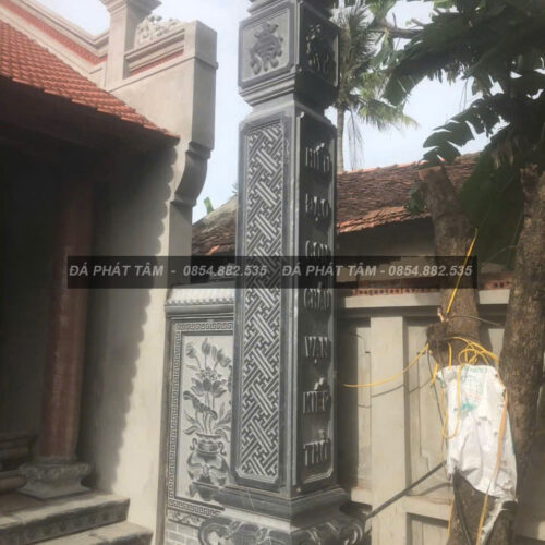 Cột đồng trụ đá xanh đen cho nhà thờ họ – Chuẩn Phong Thuỷ – PT454