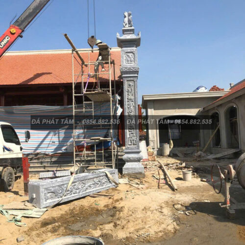 Cột đồng trụ đá xanh rêu cho nhà thờ họ – Chuẩn Phong Thuỷ – PT463