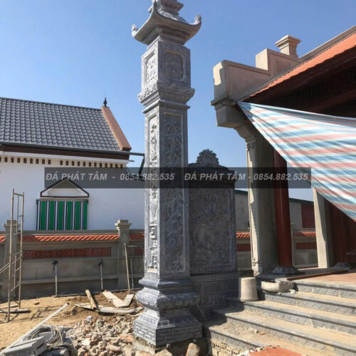Cột đồng trụ đá xanh rêu cho nhà thờ họ – Chuẩn Phong Thuỷ – PT464