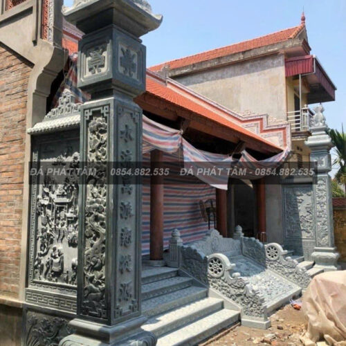 Cột đồng trụ đá xanh đen cho nhà thờ họ – Chuẩn Phong Thuỷ – PT465