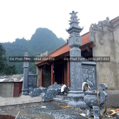 Cột đồng trụ đá xanh đen cho nhà thờ họ – Chuẩn Phong Thuỷ – PT466