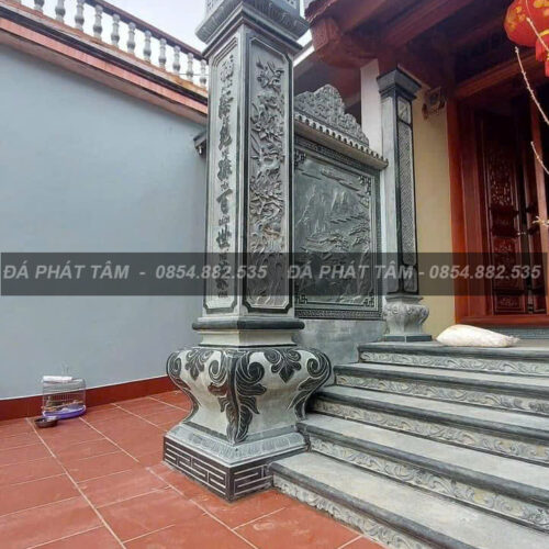 Cột đồng trụ đá xanh rêu cho nhà thờ họ – Chuẩn Phong Thuỷ – PT469