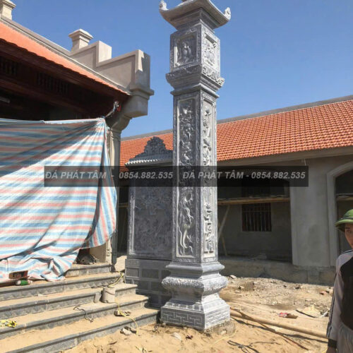 Cột đồng trụ đá xanh rêu cho nhà thờ họ – Chuẩn Phong Thuỷ – PT455