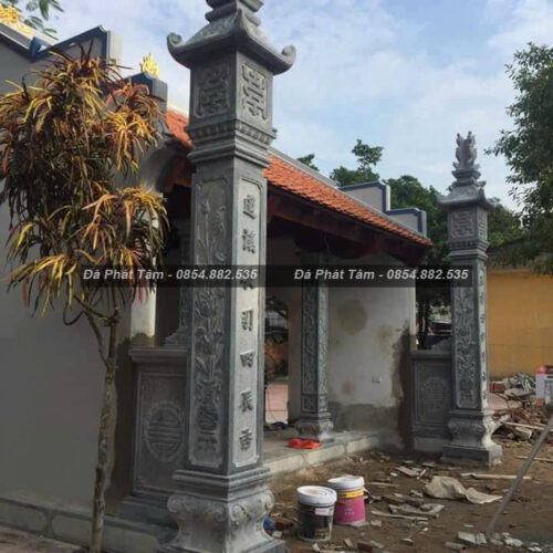 Cột đồng trụ đá xanh rêu cho nhà thờ họ – Chuẩn Phong Thuỷ – PT473