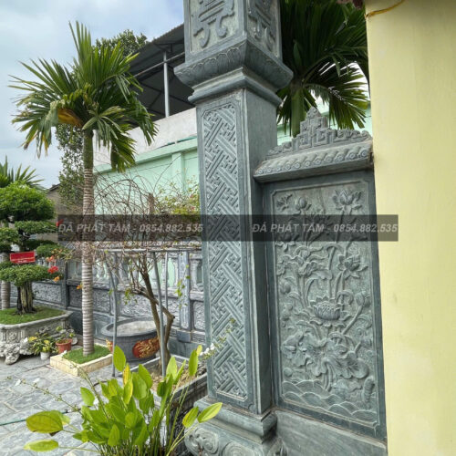 Cột đồng trụ đá xanh rêu cho nhà thờ họ – Chuẩn Phong Thuỷ – PT475