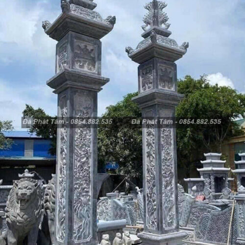 Cột đồng trụ đá xanh đen cho nhà thờ họ – Chuẩn Phong Thuỷ – PT476