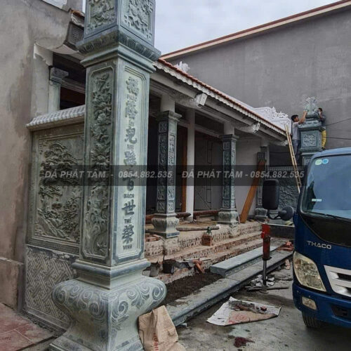 Cột đồng trụ đá xanh rêu cho nhà thờ họ – Chuẩn Phong Thuỷ – PT477