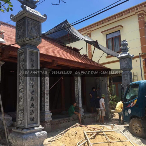 Cột đồng trụ đá xanh đen cho nhà thờ họ – Chuẩn Phong Thuỷ – PT479