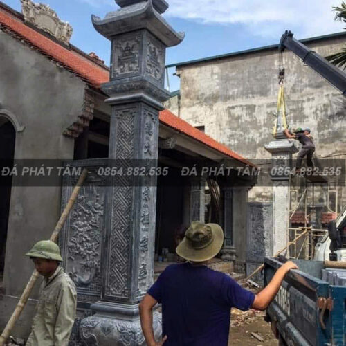 Cột đồng trụ đá xanh đen cho nhà thờ họ – Chuẩn Phong Thuỷ – PT461