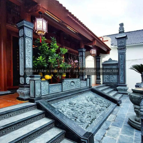 Cột đồng trụ đá xanh đen cho nhà thờ họ – Chuẩn Phong Thuỷ – PT462