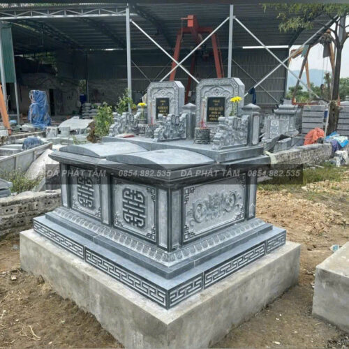 Mộ đôi hậu bành đá xanh đen – Chuẩn Phong Thuỷ – PT451