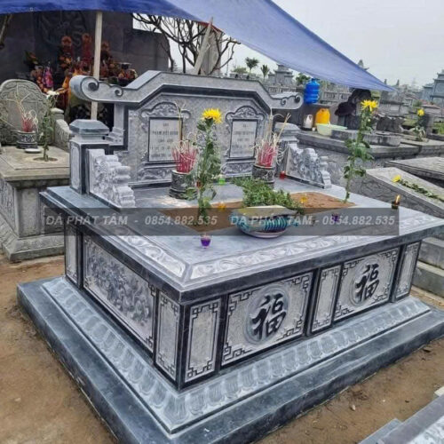 Mộ đôi hậu bành đá xanh đen – Chuẩn Phong Thuỷ – PT452