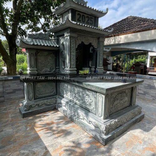 Lăng mộ an táng vĩnh viễn đá xanh rêu cao cấp – Chuẩn Phong Thuỷ – PT437