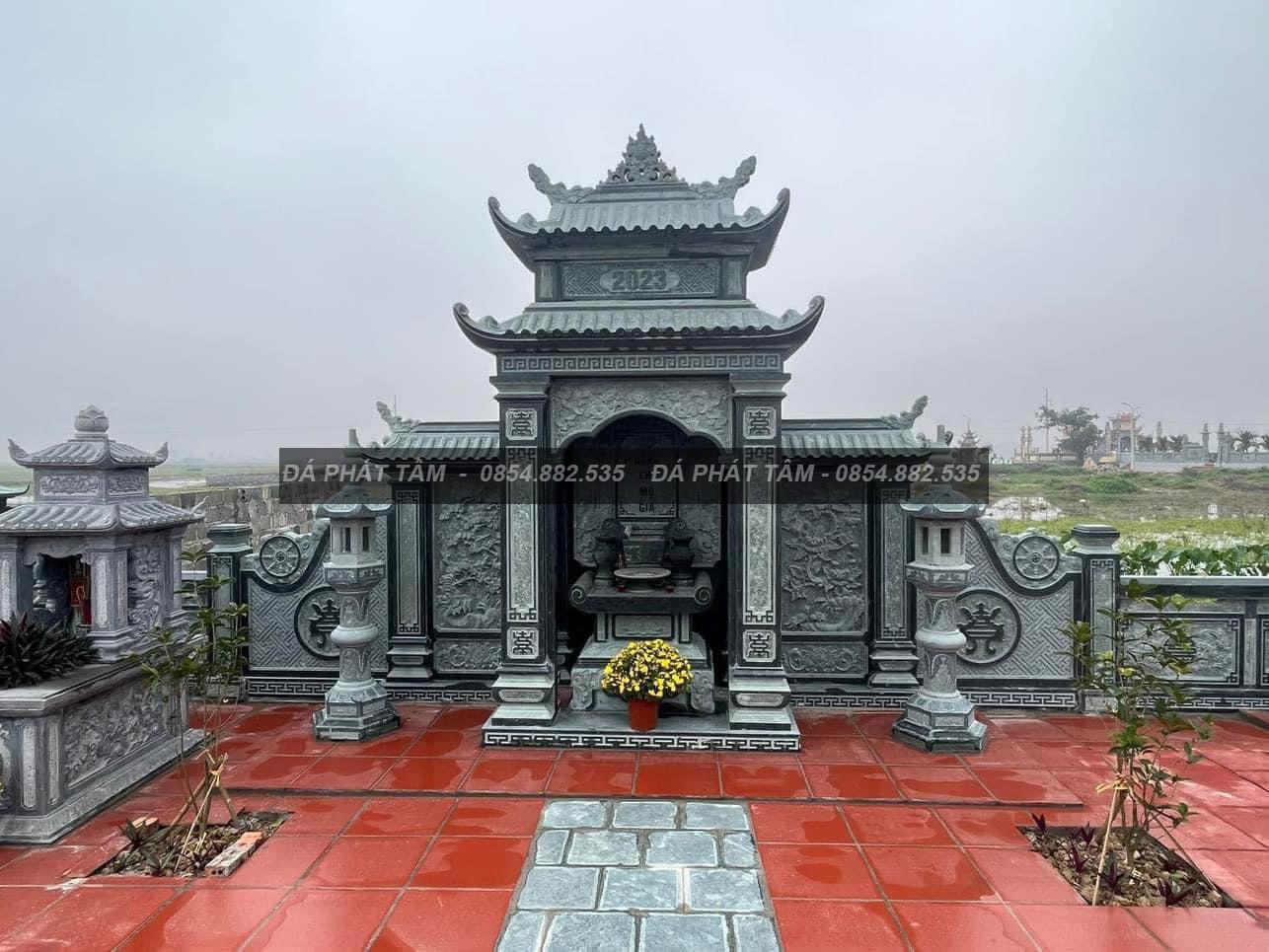 Lăng Thờ Đá Hai Mái Đá Xanh Rêu Chuẩn Phong Thuỷ