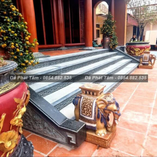 Bậc đá liền khối xanh rêu cao cấp – Chuẩn Phong Thuỷ – PT489