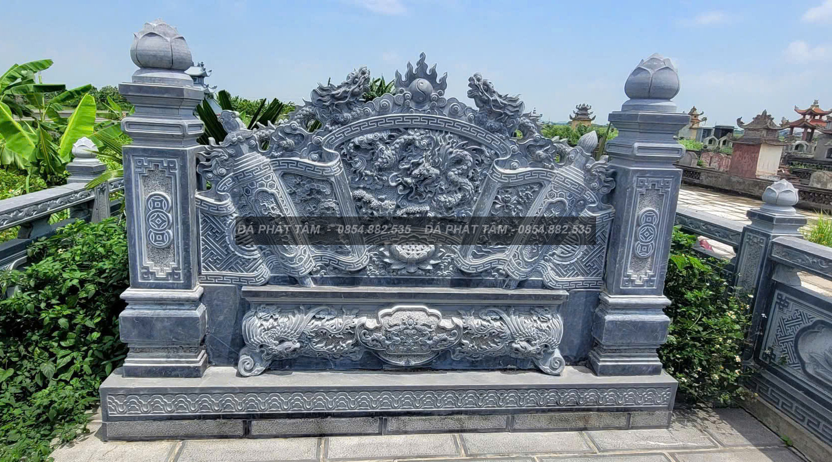 Cuốn Thư Đá Hoa Văn Rồng Phượng